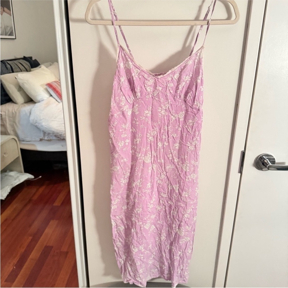 Zara Lilac Floral Slip Midi Dress | Spaghetti‎ Strap | Ditsy | Size S